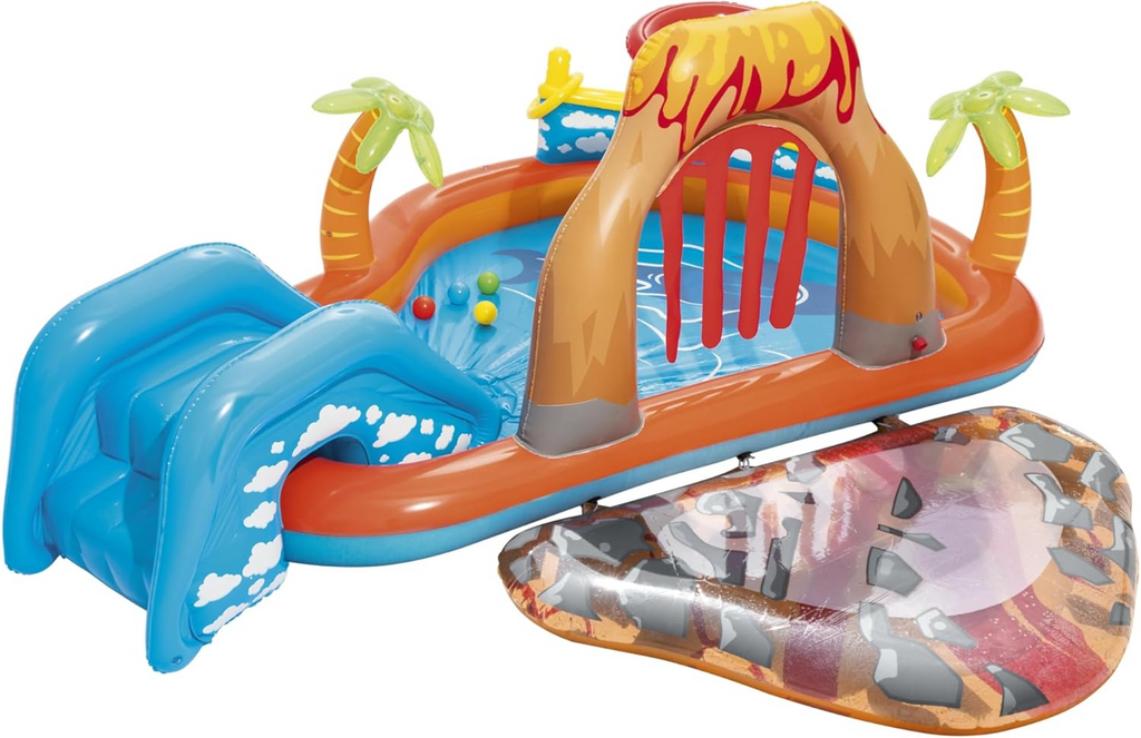 Air de Jeux Gonflable Bestway 53069 Lava Lagoon Toboggan Amovible et Fontaine à Eau - مركز الألعاب المائي المتكامل للأطفال