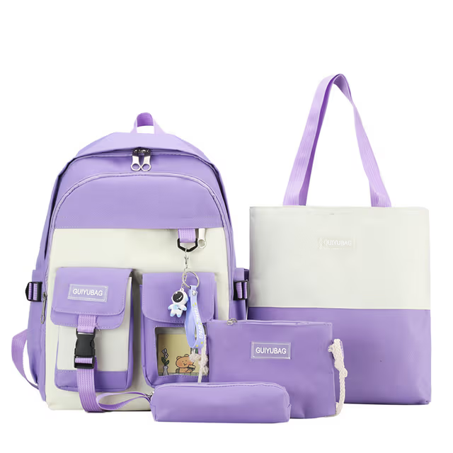 Ensemble de sacs d’école Kawai pour adolescents 4Pcs Guiyu V3 Bleu – محفظة 4 قطع كاواي أزرق