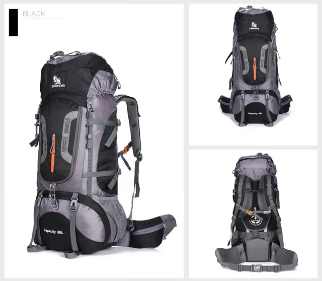 Sac à dos randonnée professionnel 80 L étanche, système de soutien dorsal léger