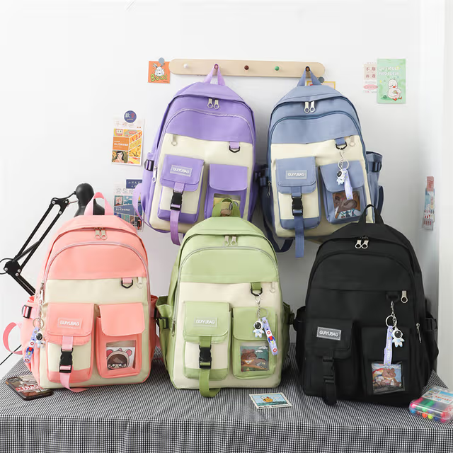 Ensemble de sacs d’école Kawai pour adolescents 4Pcs Guiyu V3 Bleu – محفظة 4 قطع كاواي أزرق