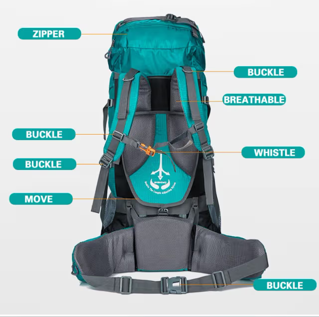 Sac à dos randonnée professionnel 80 L étanche, système de soutien dorsal léger