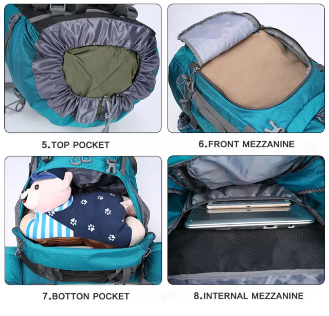 Sac à dos randonnée professionnel 80 L étanche, système de soutien dorsal léger