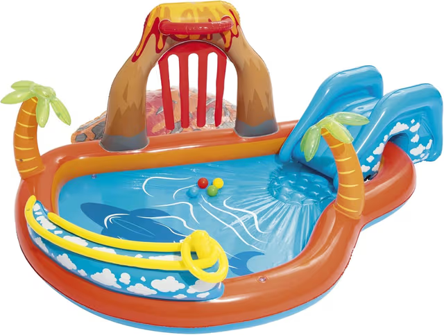 Air de Jeux Gonflable Bestway 53069 Lava Lagoon Toboggan Amovible et Fontaine à Eau - مركز الألعاب المائي المتكامل للأطفال