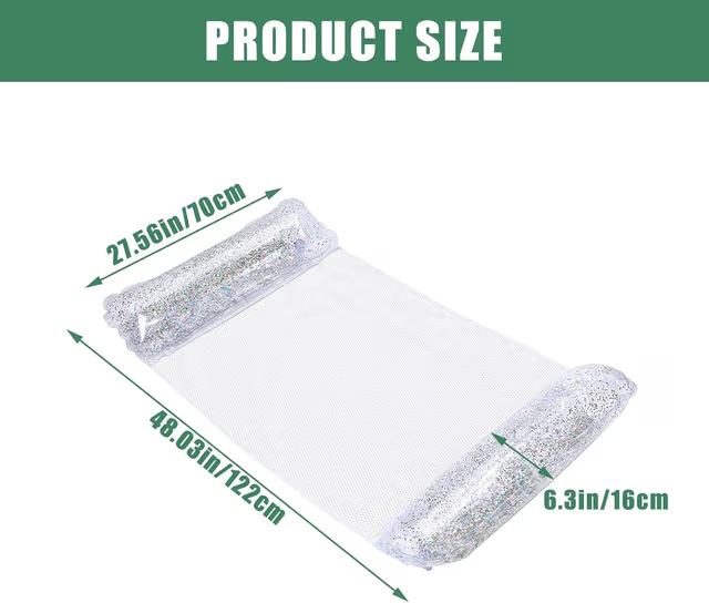 Hamac de Piscine Flottant Multifonction 4en1 Design Glitter, Confort Aquatique