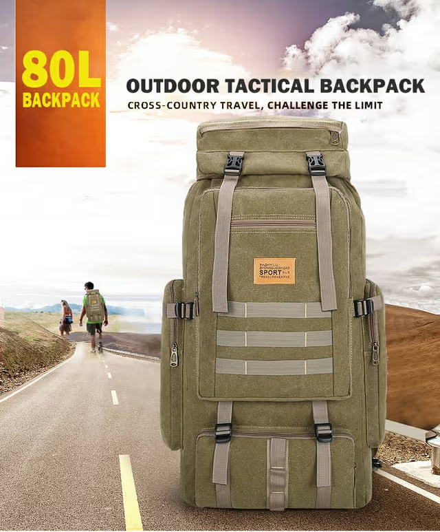 Sac à dos randonnée tactique militaire 80l imperméable