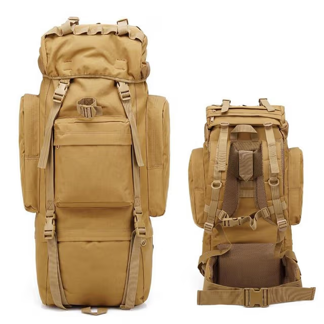 Sac à dos Randonnée professionnel en toile de Camouflage étanche à double épaule 90 L – kaki