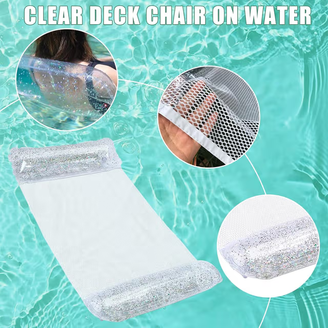 Hamac de Piscine Flottant Multifonction 4en1 Design Glitter, Confort Aquatique
