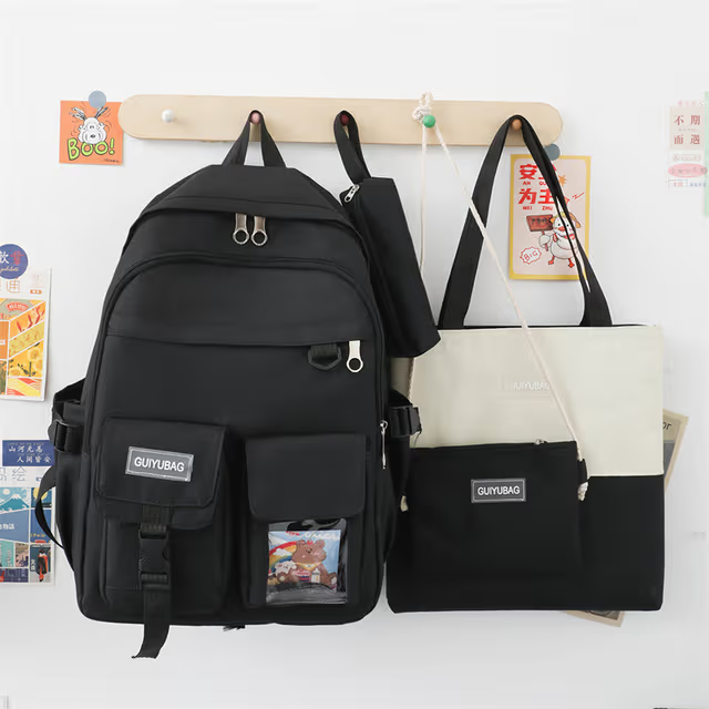 Ensemble de sacs d’école Kawai pour adolescents 4Pcs Guiyu V3 Bleu – محفظة 4 قطع كاواي أزرق