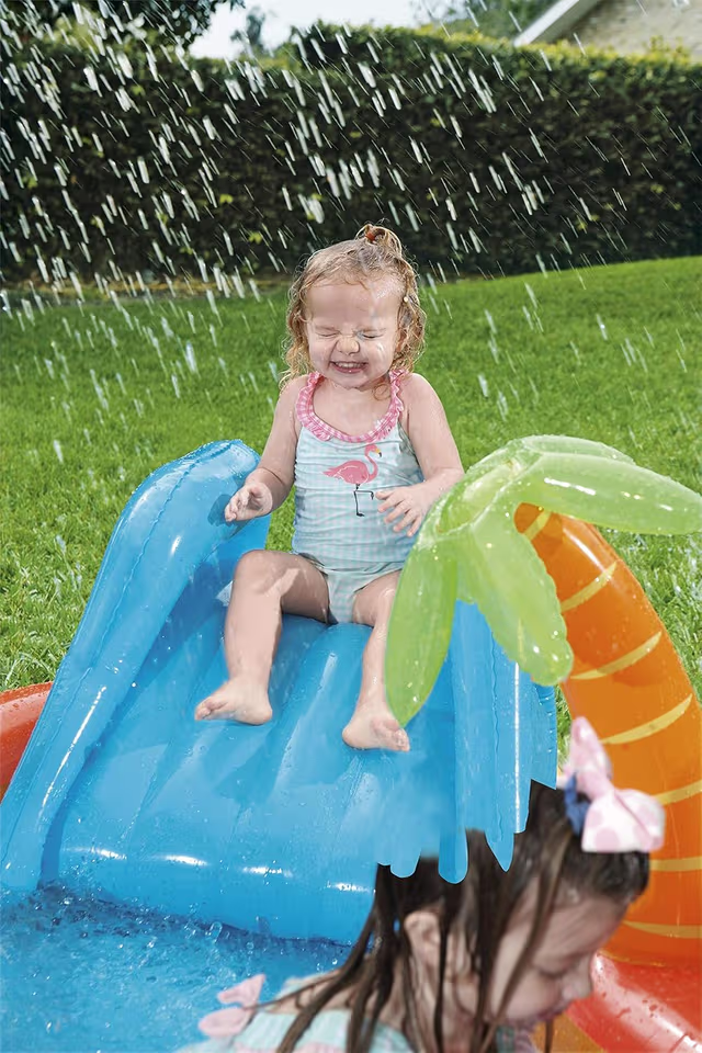 Air de Jeux Gonflable Bestway 53069 Lava Lagoon Toboggan Amovible et Fontaine à Eau - مركز الألعاب المائي المتكامل للأطفال