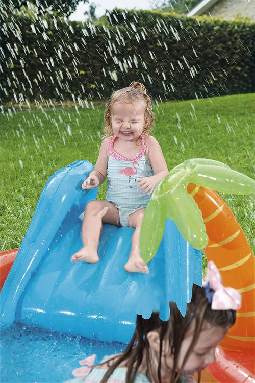 Air de Jeux Gonflable Bestway 53069 Lava Lagoon Toboggan Amovible et Fontaine à Eau - مركز الألعاب المائي المتكامل للأطفال