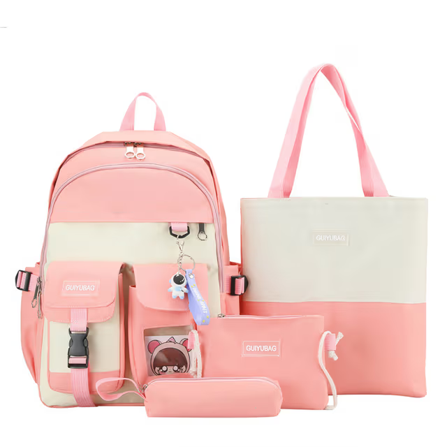 Ensemble de sacs d’école Kawai pour adolescents 4Pcs Guiyu V3 Bleu – محفظة 4 قطع كاواي أزرق