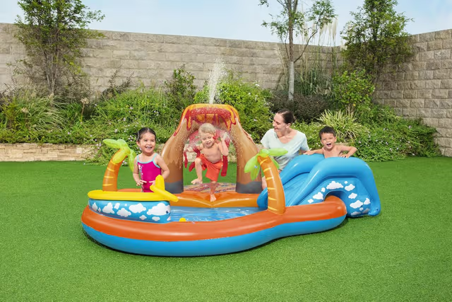 Air de Jeux Gonflable Bestway 53069 Lava Lagoon Toboggan Amovible et Fontaine à Eau - مركز الألعاب المائي المتكامل للأطفال