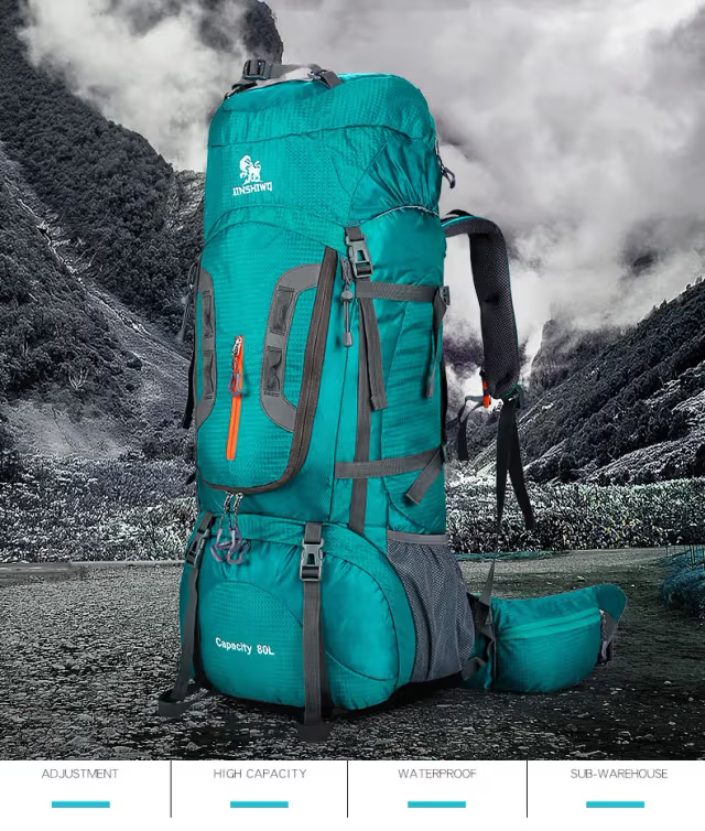 Sac à dos randonnée professionnel 80 L étanche, système de soutien dorsal léger