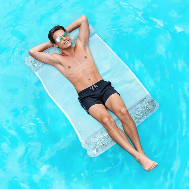 Hamac de Piscine Flottant Multifonction 4en1 Design Glitter, Confort Aquatique