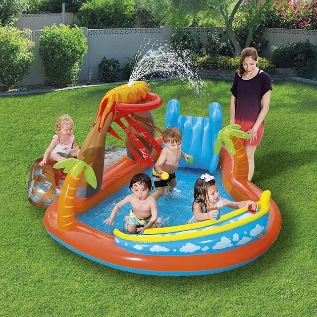 Air de Jeux Gonflable Bestway 53069 Lava Lagoon Toboggan Amovible et Fontaine à Eau - مركز الألعاب المائي المتكامل للأطفال