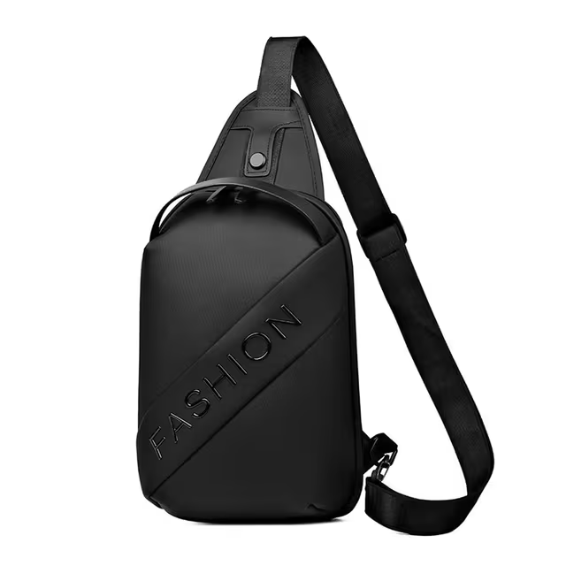 Fashion Black Sac de poitrine décontracté pour hommes avec bandoulière LX068 - Noir