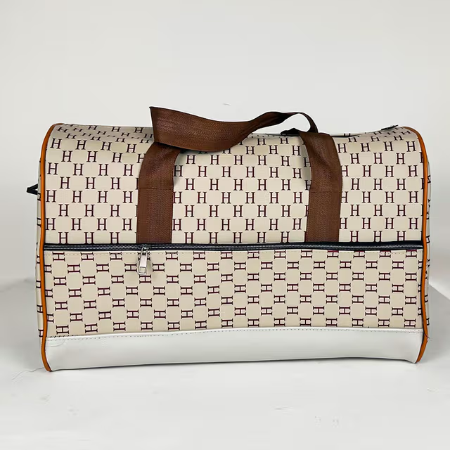 Pack 3Pcs Cabas Sac a Dos et Pochette en Tissue Imperméable Beige