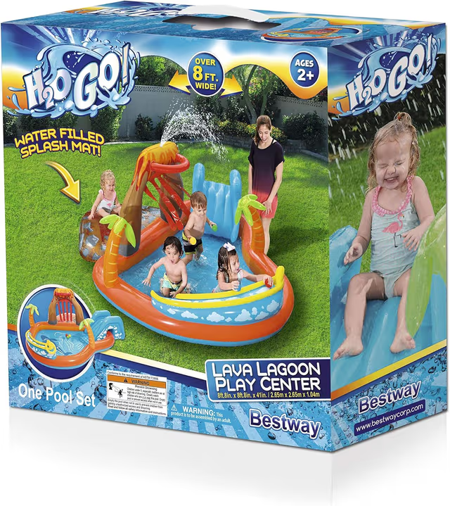 Air de Jeux Gonflable Bestway 53069 Lava Lagoon Toboggan Amovible et Fontaine à Eau - مركز الألعاب المائي المتكامل للأطفال