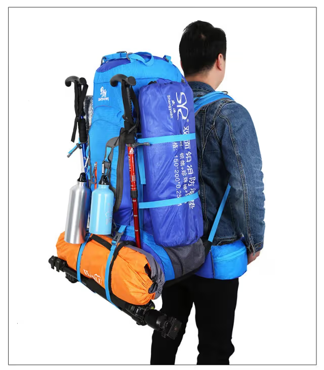 Sac à dos randonnée professionnel 80 L étanche, système de soutien dorsal léger