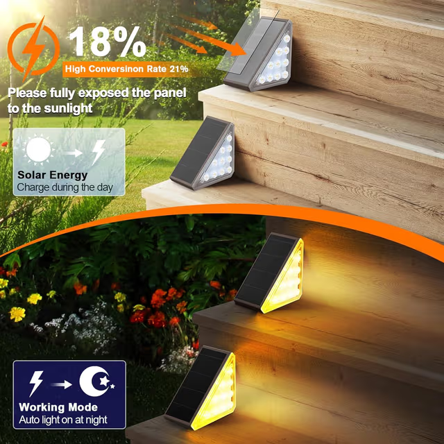 Éclairage Solaire pour Escaliers et Marches Extérieures Étanche IP67 - مصابيح السلالم والأدراج الشمسية الذكية المقاومة للماء