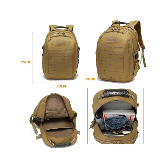 Sac à dos tactique USB pour camping, sac militaire 15,6 pouces