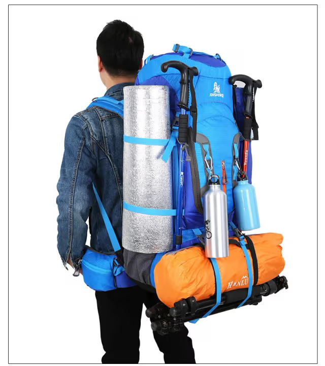 Sac à dos randonnée professionnel 80 L étanche, système de soutien dorsal léger