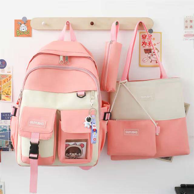 Ensemble de sacs d’école Kawai pour adolescents 4Pcs Guiyu V3 Bleu – محفظة 4 قطع كاواي أزرق