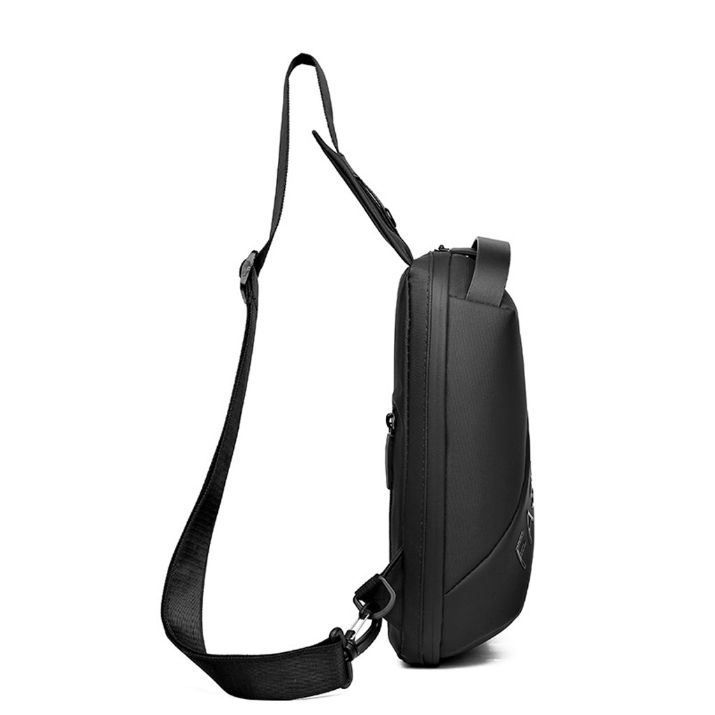 Fashion Black Sac de poitrine décontracté pour hommes avec bandoulière LX068 - Noir