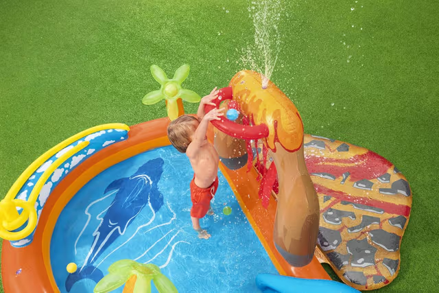 Air de Jeux Gonflable Bestway 53069 Lava Lagoon Toboggan Amovible et Fontaine à Eau - مركز الألعاب المائي المتكامل للأطفال