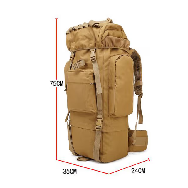 Sac à dos Randonnée professionnel en toile de Camouflage étanche à double épaule 90 L – kaki
