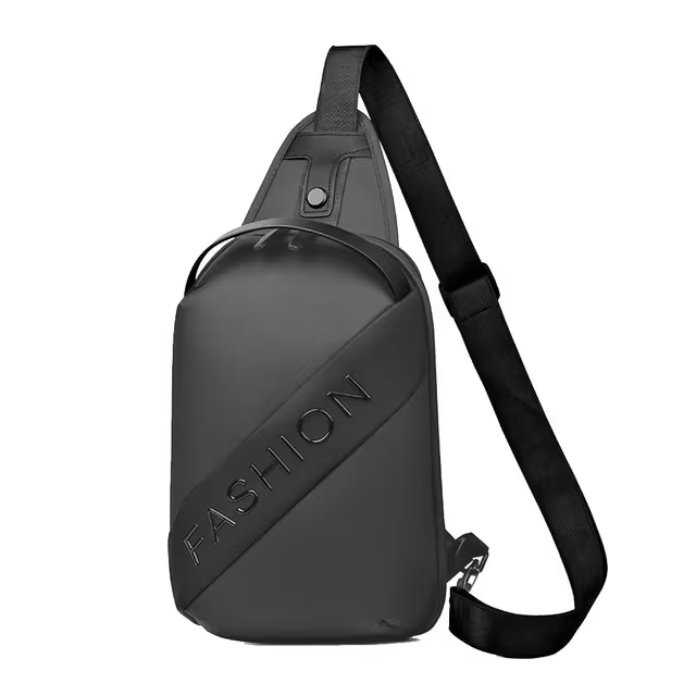 Fashion Black Sac de poitrine décontracté pour hommes avec bandoulière LX068 - Noir