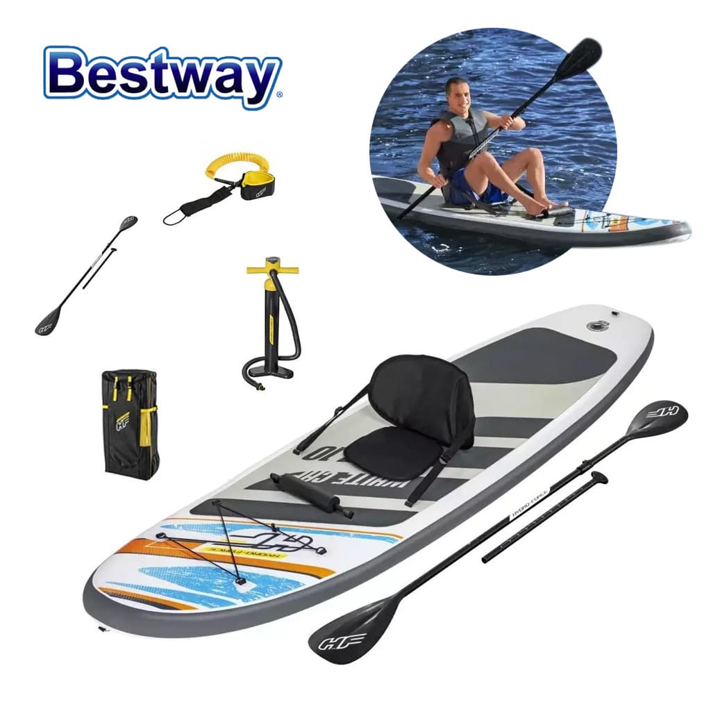Hydro-Force White Cap Paddle gonflable Avec Pompe À Main Et Sac À Dos Bestway-65342