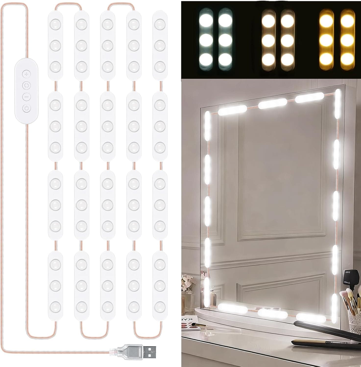 Kit d'Éclairage 10 LED pour Miroir de Maquillage Contrôle Tactile - أشرطة إضاءة مرآة الماكياج