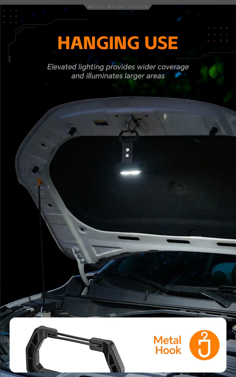 Lampe de Travail Portable pour Multi-usages Base Magnétique Rechargeable USB - مصباح محمول متعدد الوظائف بقاعدة مغناطيسية