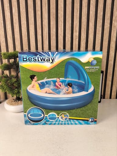 Piscine Gonflable Familiale Bestway 54337 Avec Parasol Amovible et Siège Confortable - مسبح عائلي مع مظلة واقية من الشمس ومقعد مريح