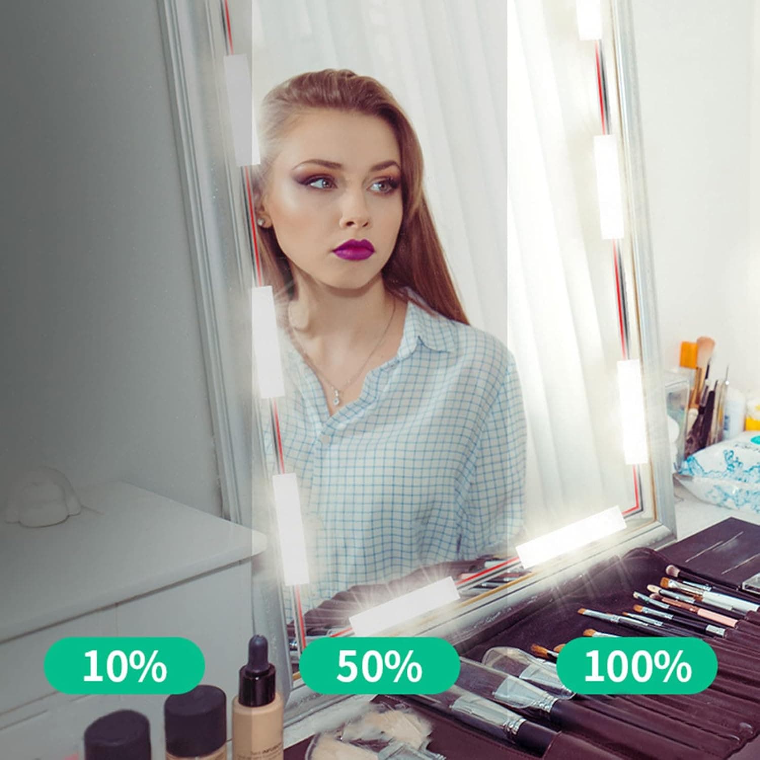 Kit d'Éclairage 10 LED pour Miroir de Maquillage Contrôle Tactile - أشرطة إضاءة مرآة الماكياج