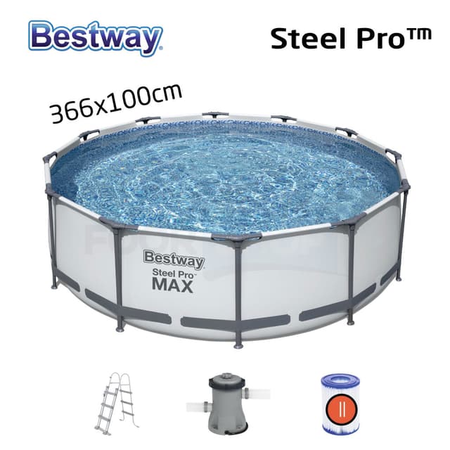 Steel Pro Max™ Piscine Ronde Avec Pompe Filtrante et Echelle 366x10cm Bestway