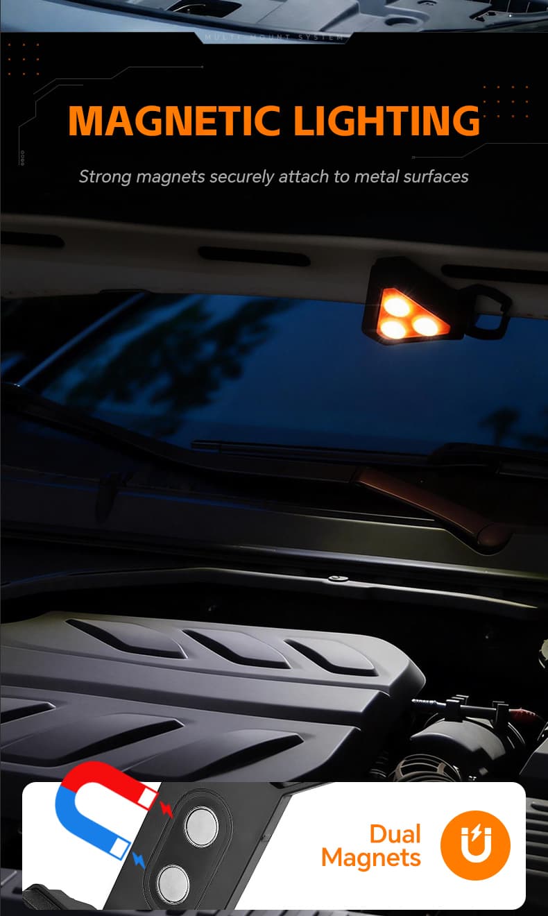 Lampe de Travail Portable pour Multi-usages Base Magnétique Rechargeable USB - مصباح محمول متعدد الوظائف بقاعدة مغناطيسية