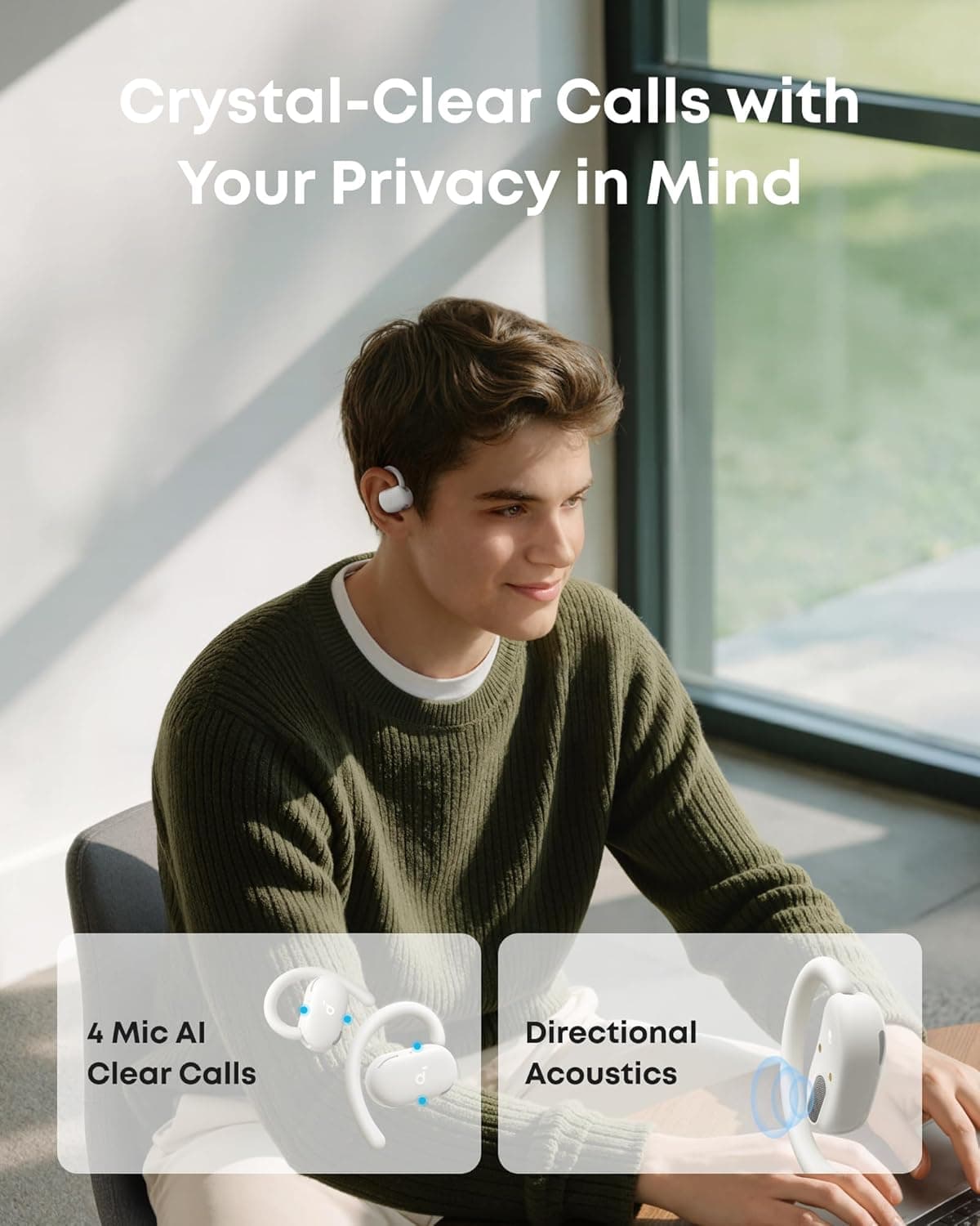 Écouteurs Open-Ear soundcore by Anker V20i Crochets Ajustables Autonomie 36H et Lumières LED - سماعات أنكر اللاسلكية ذات التصميم المفتوح والخطاف القابل للتعديل