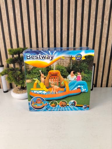 Air de Jeux Gonflable Bestway 53069 Lava Lagoon Toboggan Amovible et Fontaine à Eau - مركز الألعاب المائي المتكامل للأطفال