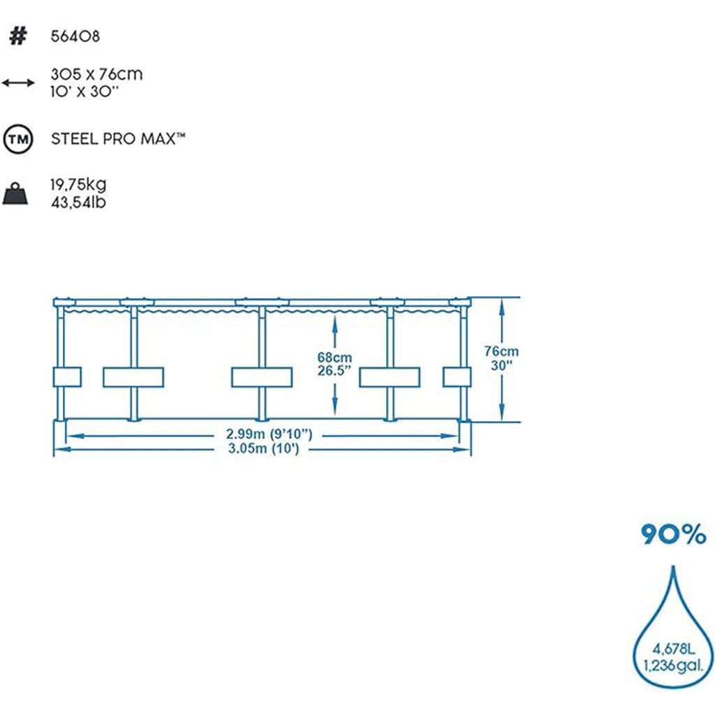 Steel Pro Max™ Piscine Ronde Avec Filtre et Pompe 305x76cm Bestway