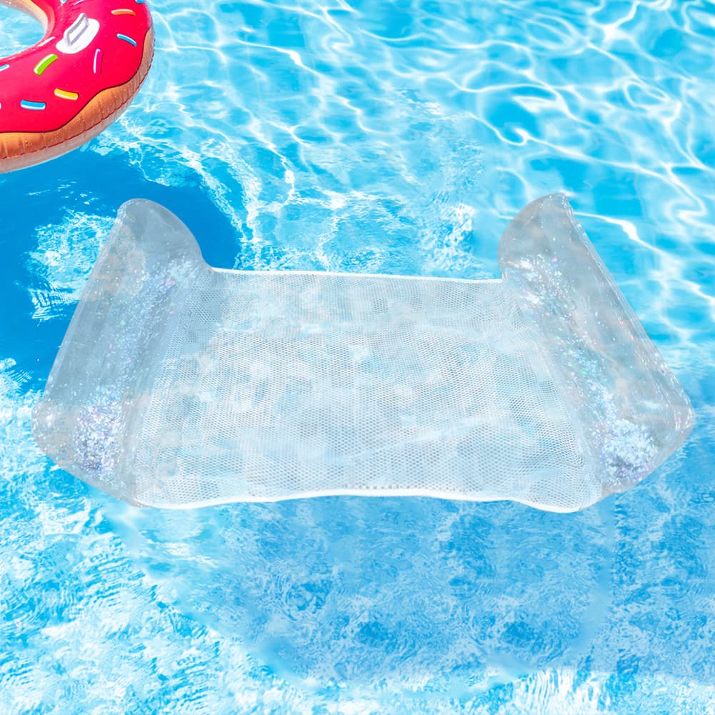 Hamac de Piscine Flottant Multifonction 4en1 Design Glitter, Confort Aquatique - أرجوحة المسبح العائمة والمريحة 4 في 1 بنسيج شبكي متين