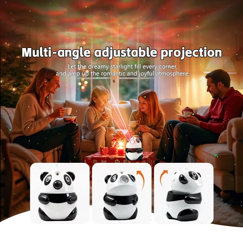 Projecteur de Galaxie et Veilleuse Panda Intelligente Bluetooth avec 15 Effets Lumineux - جهاز بروجكتر المجرات بشكل باندا مع مكبر صوت