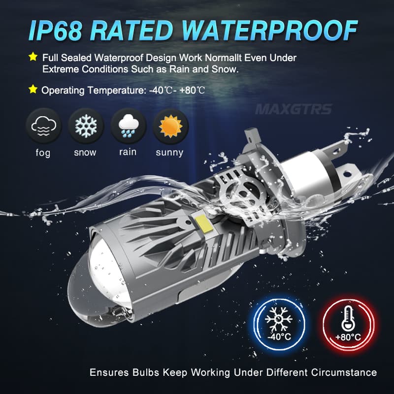 Kit Lampes Projecteur LED H4 36W Éclairage Full LED 6000K - طقم مصابيح بروجيكتور مدمجة للسيارات والدراجات