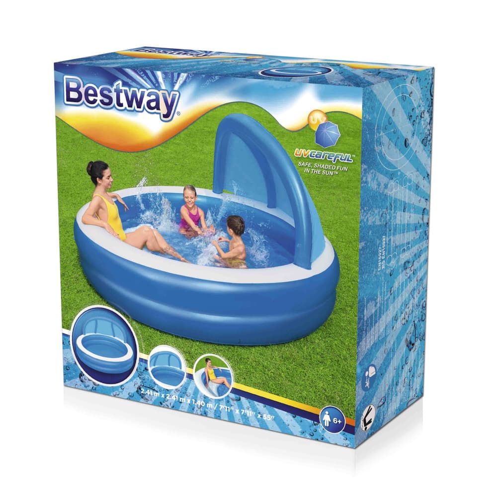 Piscine Gonflable Familiale Bestway 54337 Avec Parasol Amovible et Siège Confortable - مسبح عائلي مع مظلة واقية من الشمس ومقعد مريح