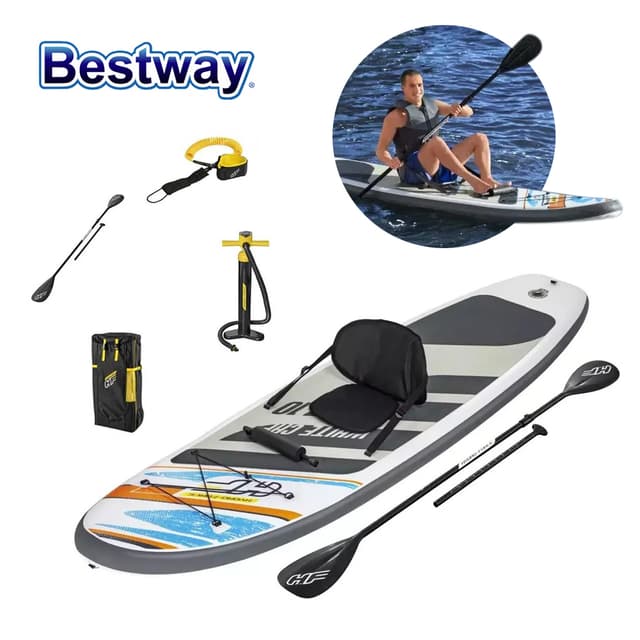 Hydro-Force White Cap Paddle gonflable Avec Pompe À Main Et Sac À Dos Bestway-65342
