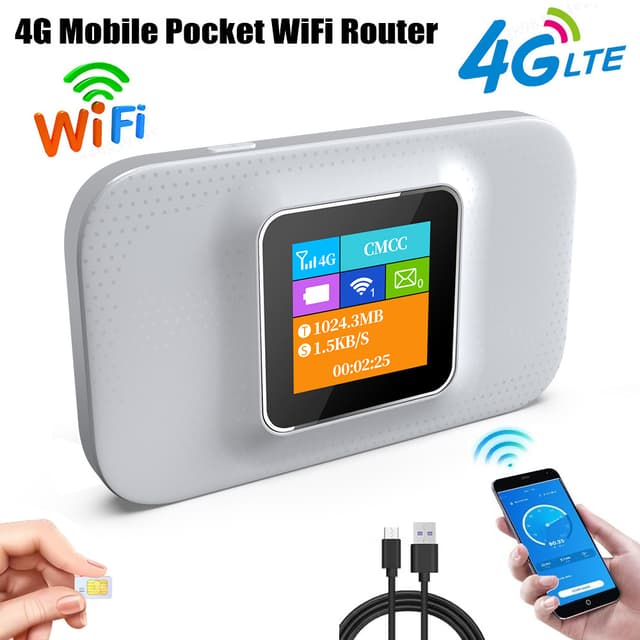 Bevot Routeur WiFi Portable 4G LTE Pocket Écran LED Couleur - مودم وجهاز واي فاي محمول بشاشة ذكية وبطارية