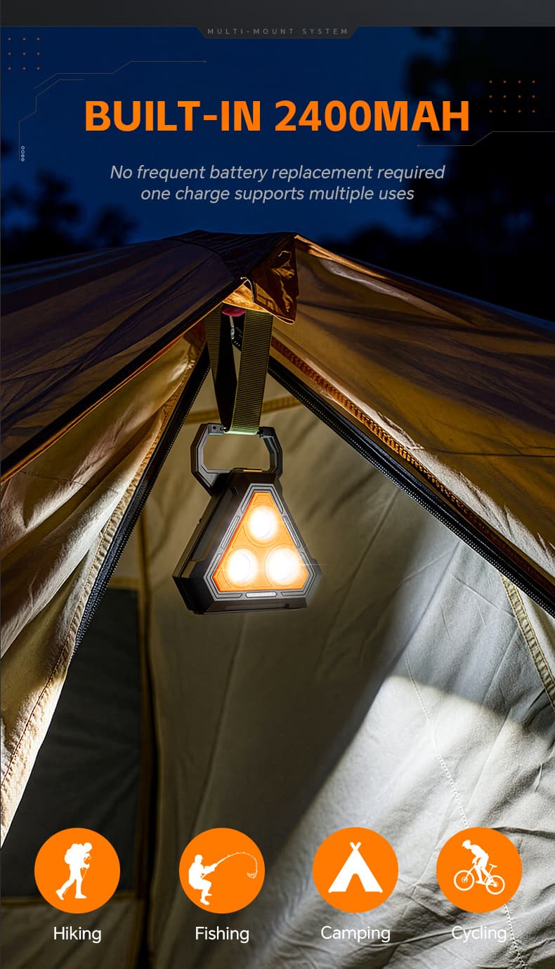 Lampe de Travail Portable pour Multi-usages Base Magnétique Rechargeable USB - مصباح محمول متعدد الوظائف بقاعدة مغناطيسية