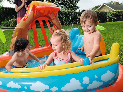 Air de Jeux Gonflable Bestway 53069 Lava Lagoon Toboggan Amovible et Fontaine à Eau - مركز الألعاب المائي المتكامل للأطفال