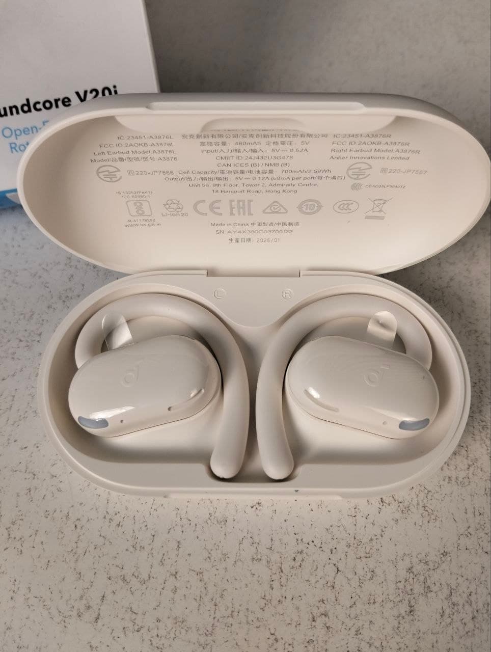 Écouteurs Open-Ear soundcore by Anker V20i Crochets Ajustables Autonomie 36H et Lumières LED - سماعات أنكر اللاسلكية ذات التصميم المفتوح والخطاف القابل للتعديل